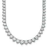 14k White Gold 25 3/8 carat Lab Grown Diamond VS+ F+ Complete Round 16 inch Graduated Tennis Necklace